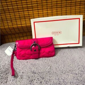 Coach Hot Pink Quilted Nylon & Leather Wristlet
NEW WITH TAGS